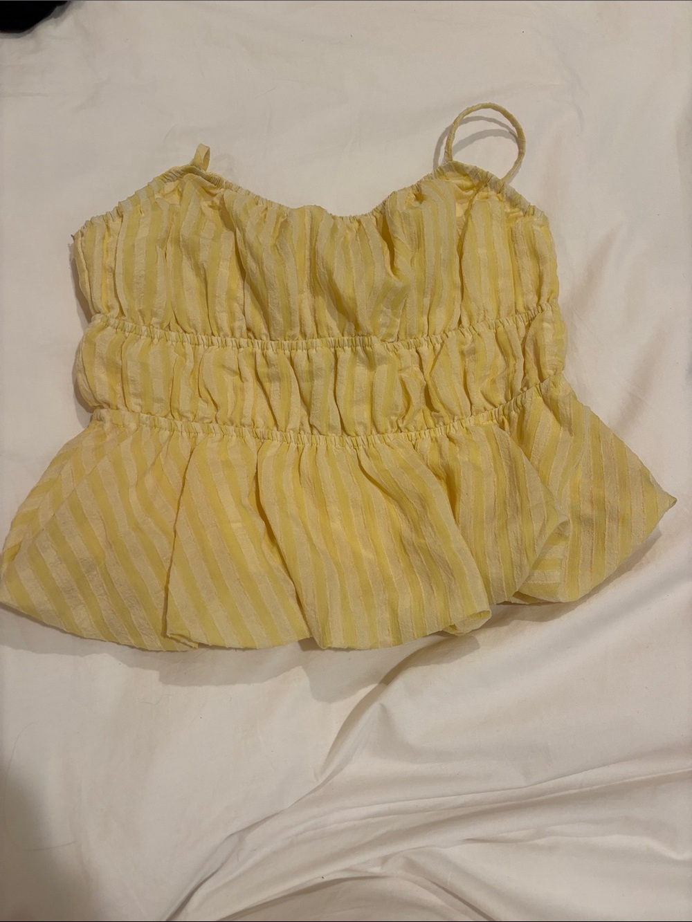 Yellow Striped Peplum Tank Top for Kids - Unbranded